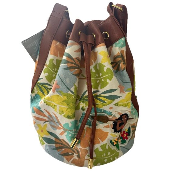 NEW! Disney Moana Canvas Swim Bag Hawaiian Print & Embroidered Patch Handbag - Picture 2 of 10